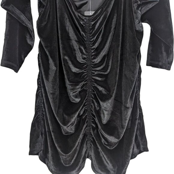 Torrid black velvet ruched shirred front off shoulder pull over top sz 3 3X - Picture 4 of 13